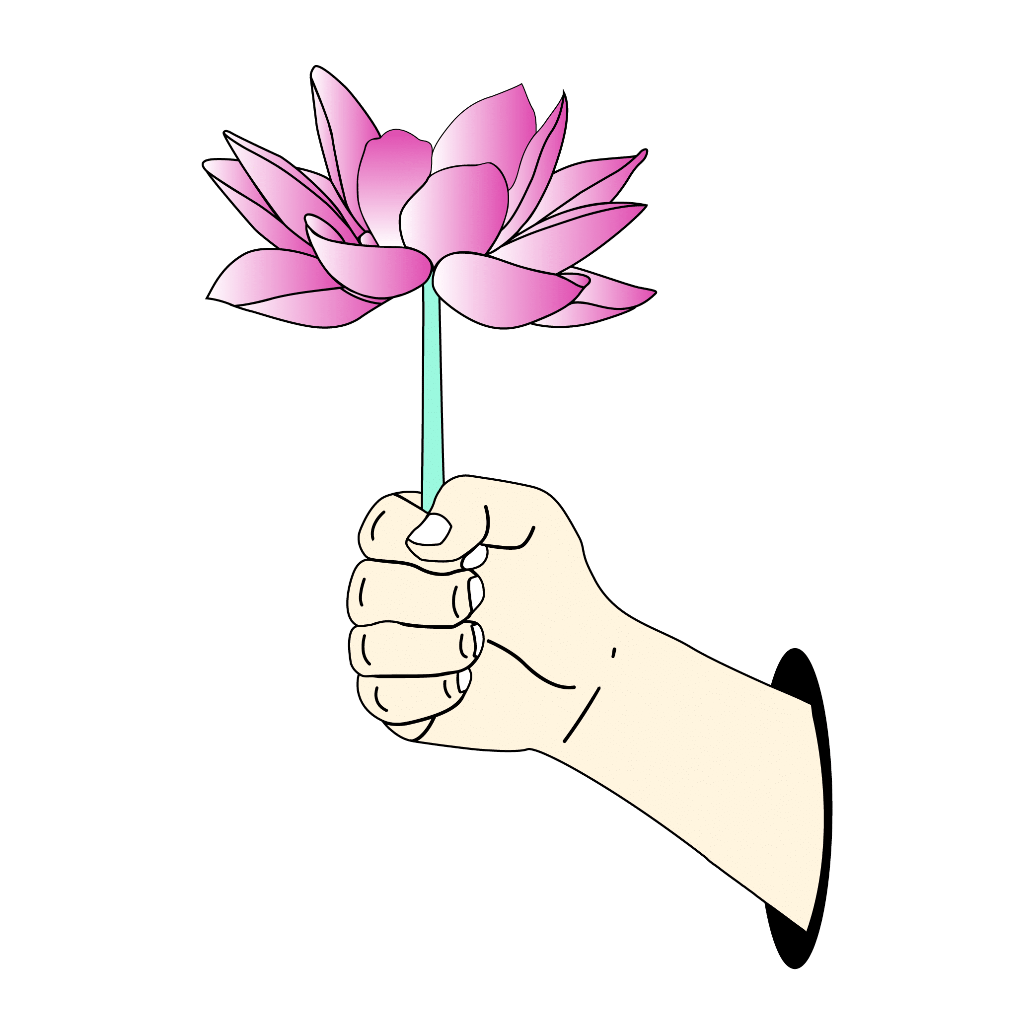 Illustration d'un main tenant une fleur
